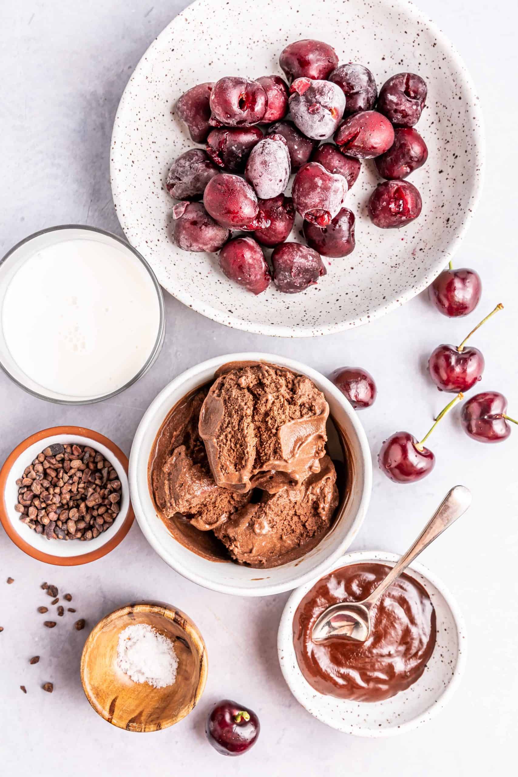 Ingredients for Chocolate Covered Cherry Milkshake
