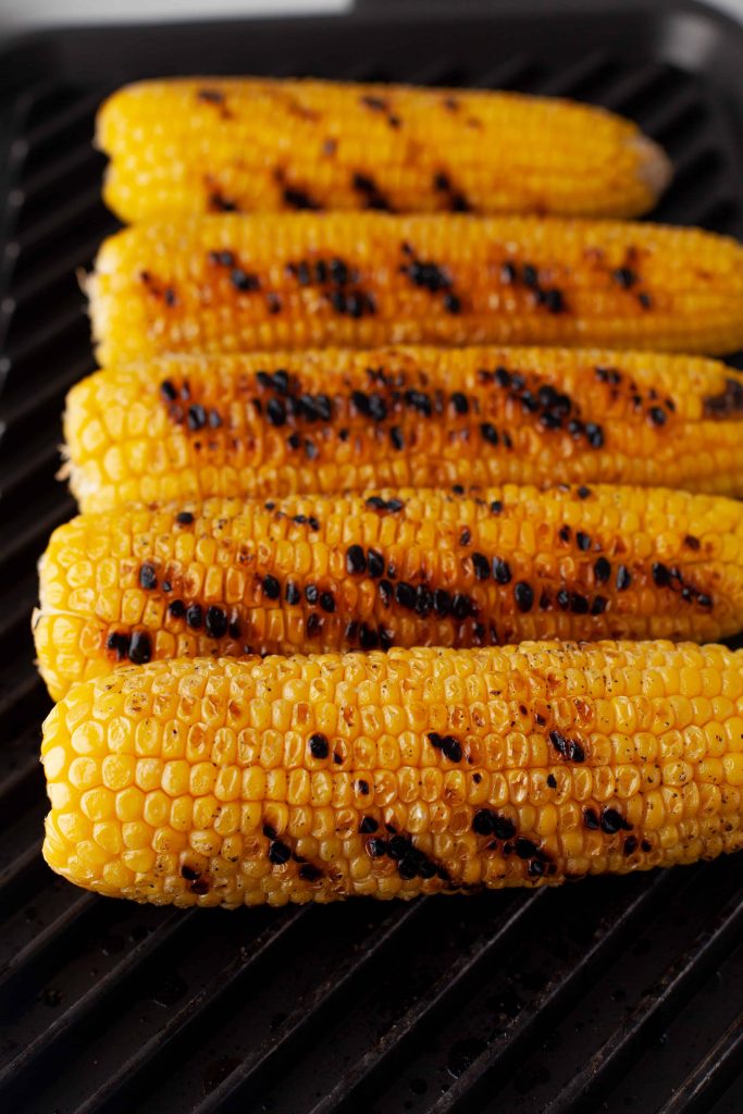 Corn on grill with char marks