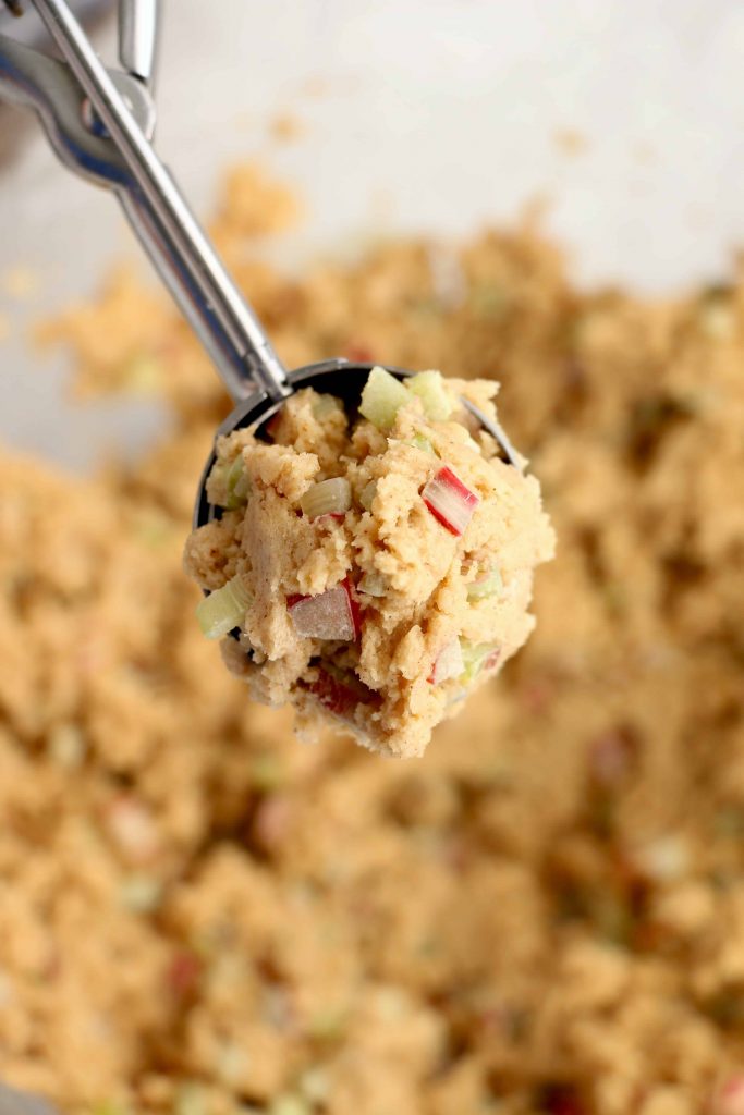 Scoop of rhubarb cookie dough