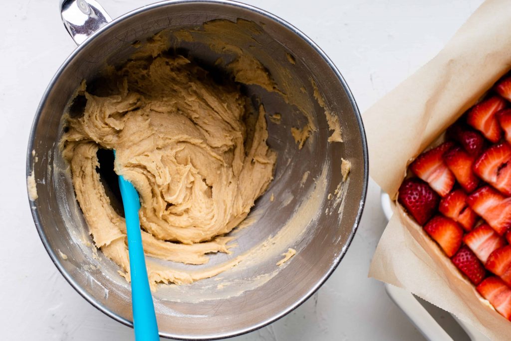 Batter in a stainless stel bowl