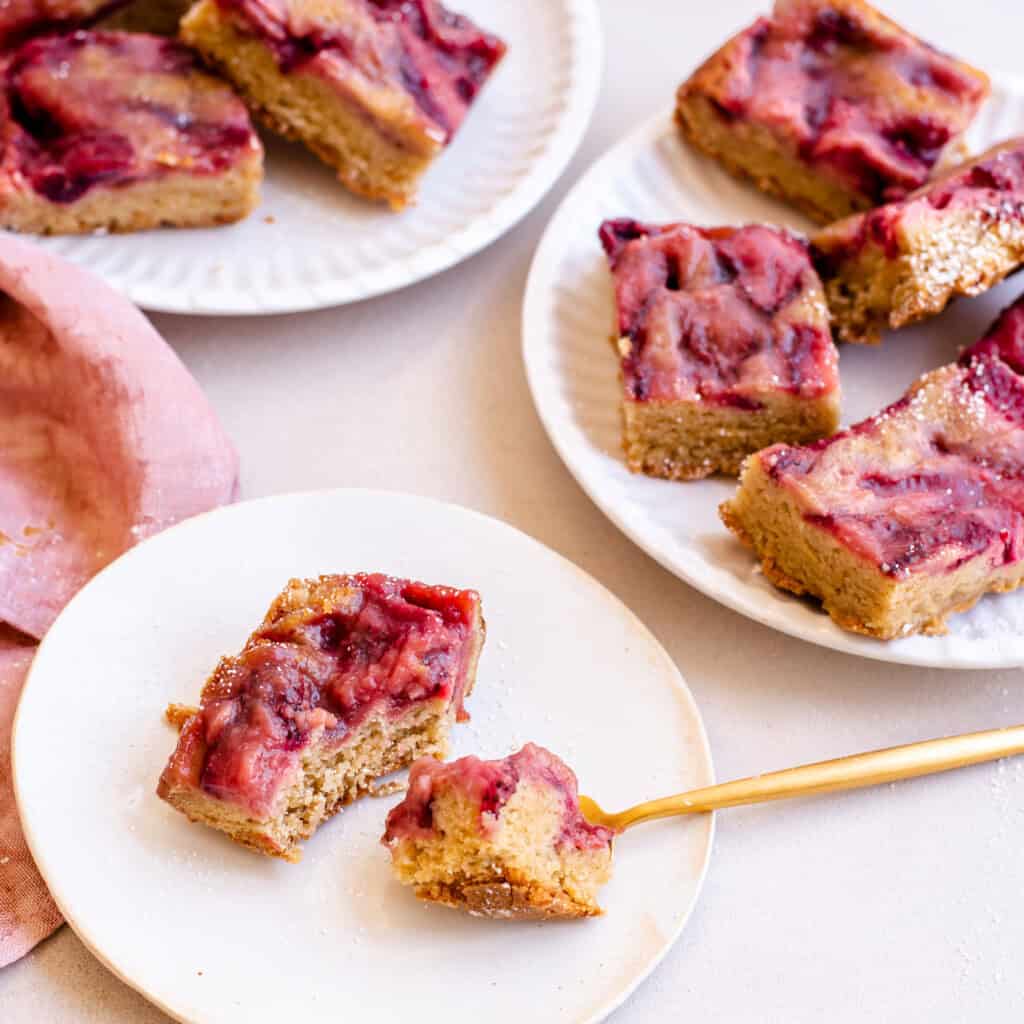 Overhead view of Strawberry Upside Down Bars Served.