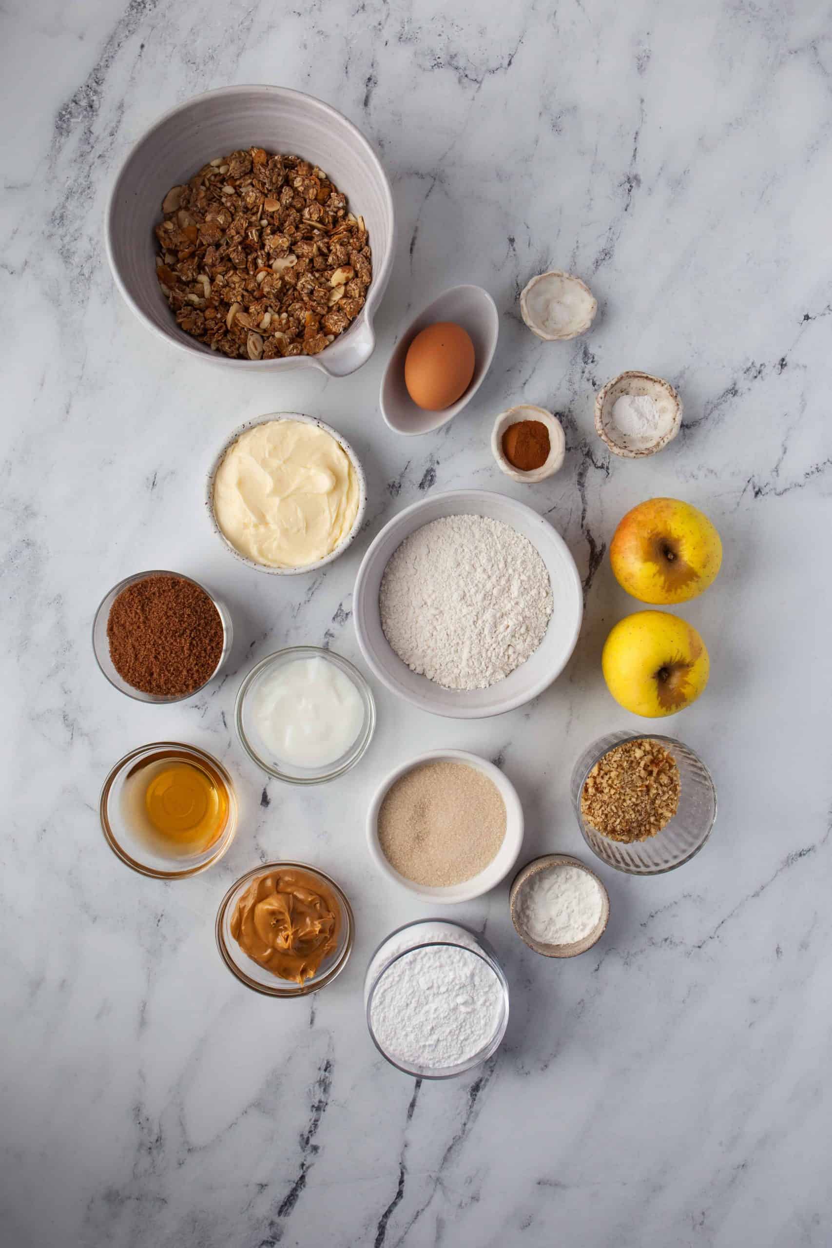 Overhead photo of all the ingredients needed for Apple Cookies.
