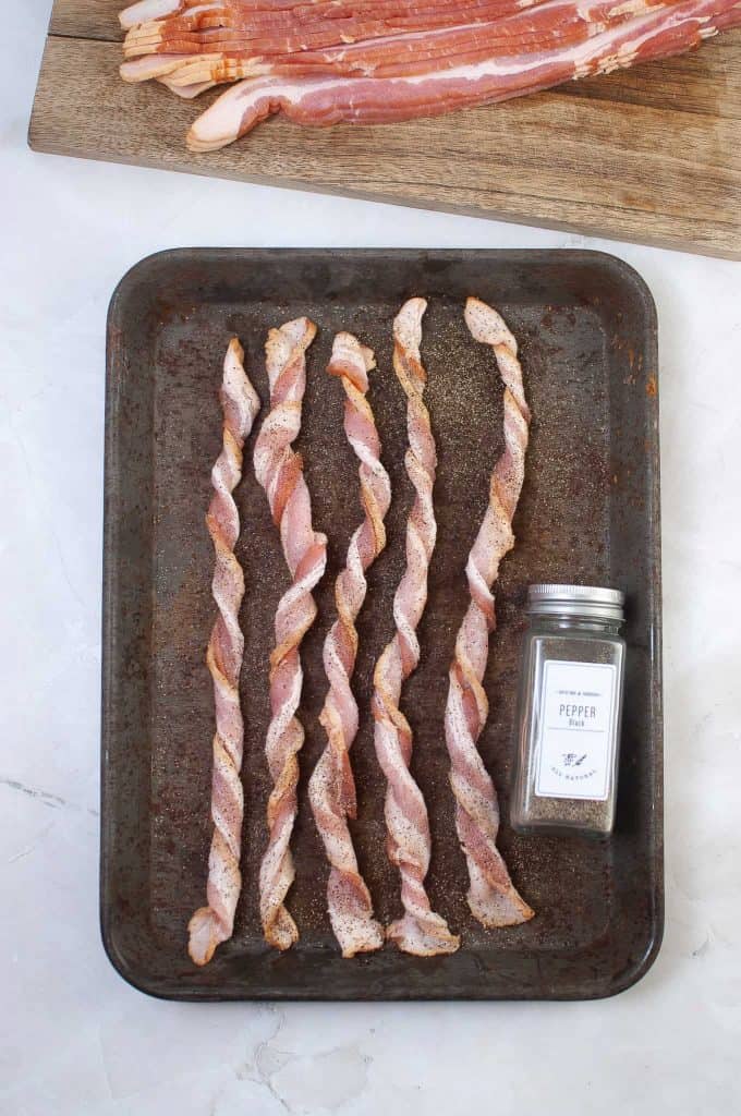 Black pepper twisted bacon