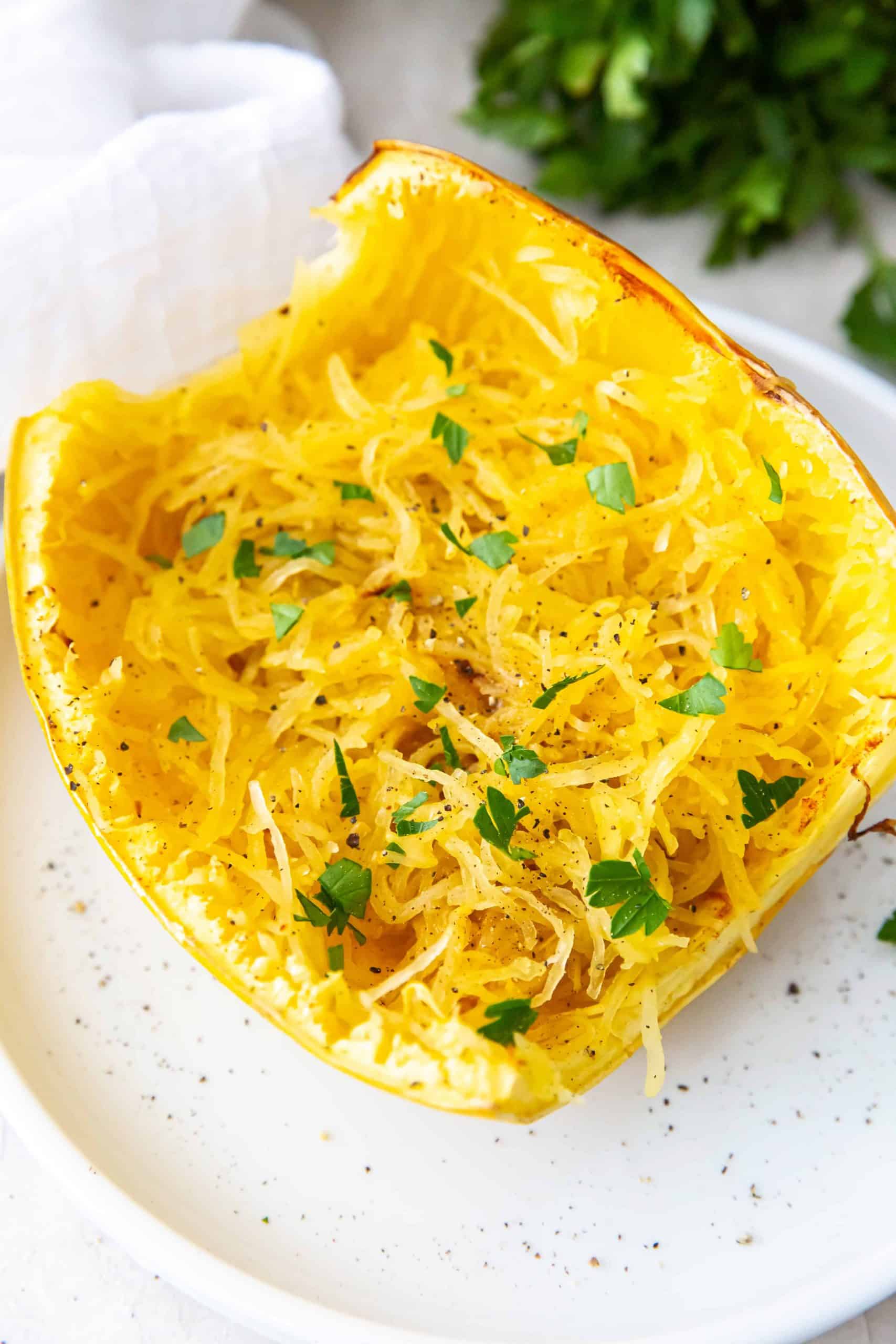Air fryer spaghetti squash with herbs.