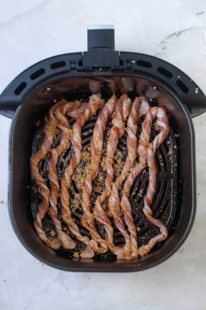 Brown sugar bacon twists in air fryer.