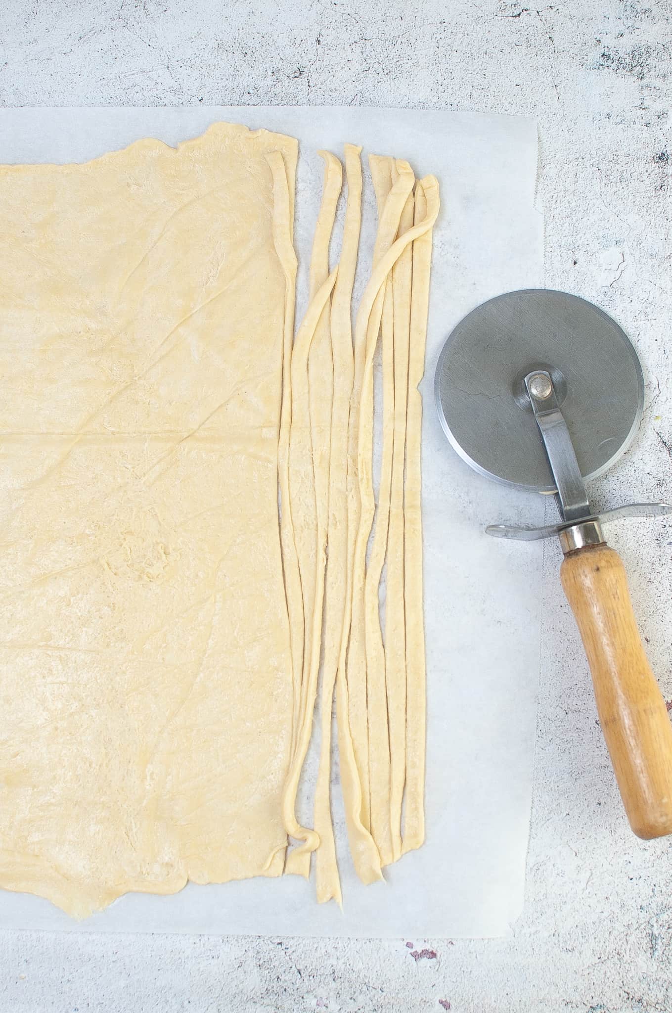 Crescent roll dough strips.