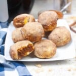 Air Fryer Pumpkin Pie Bombs on a white plate.