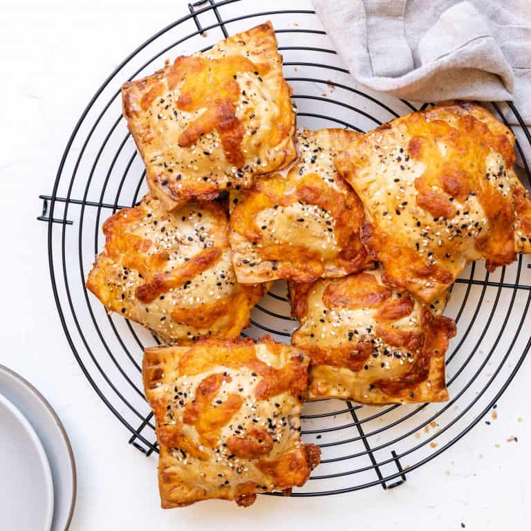 Savory Breakfast Hand Pies on a wire rack.