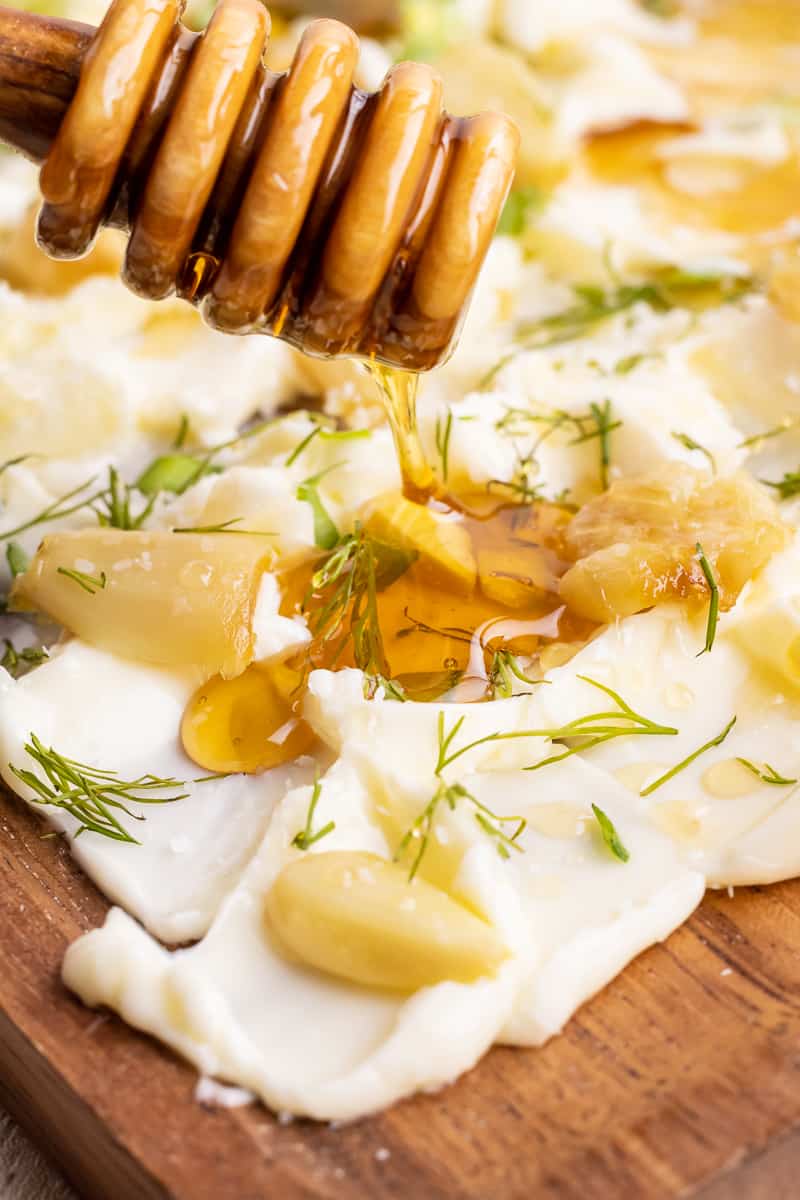 Drizzle of honey over butter.