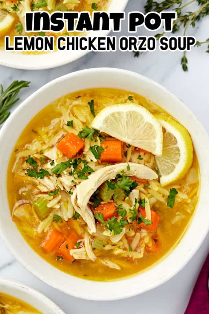 Instant Pot Lemon Chicken Orzo Soup Pin