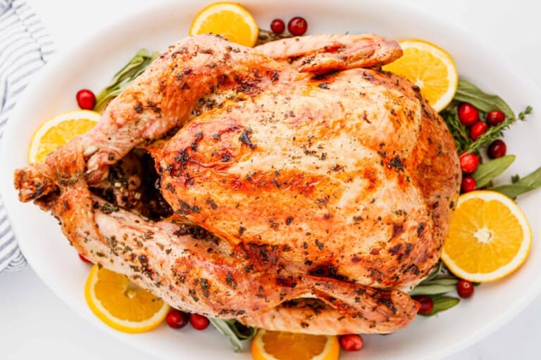 Overhead view of Herb Butter Turkey.