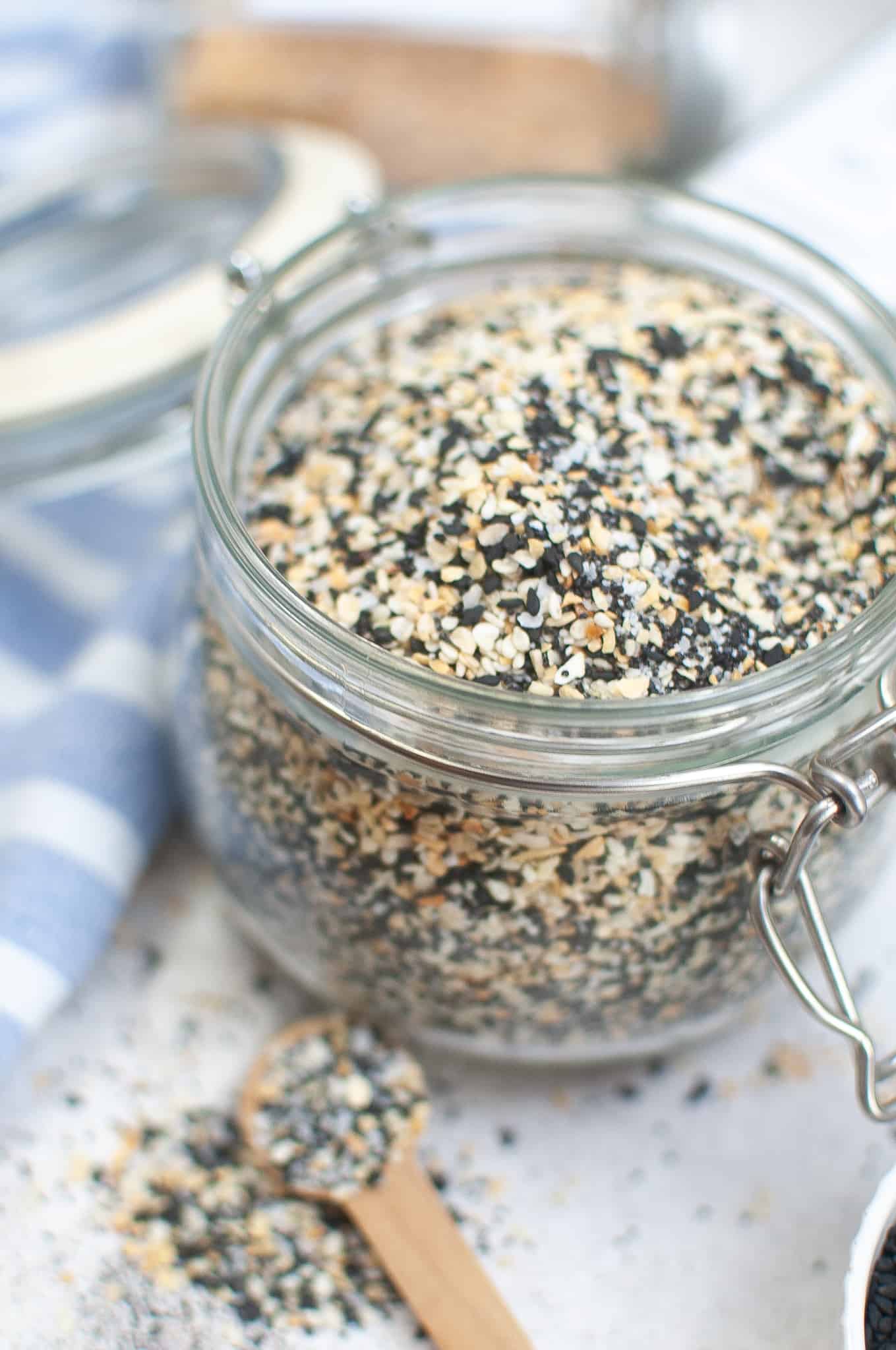 Closeup of Everything but the Bagel Seasoning.