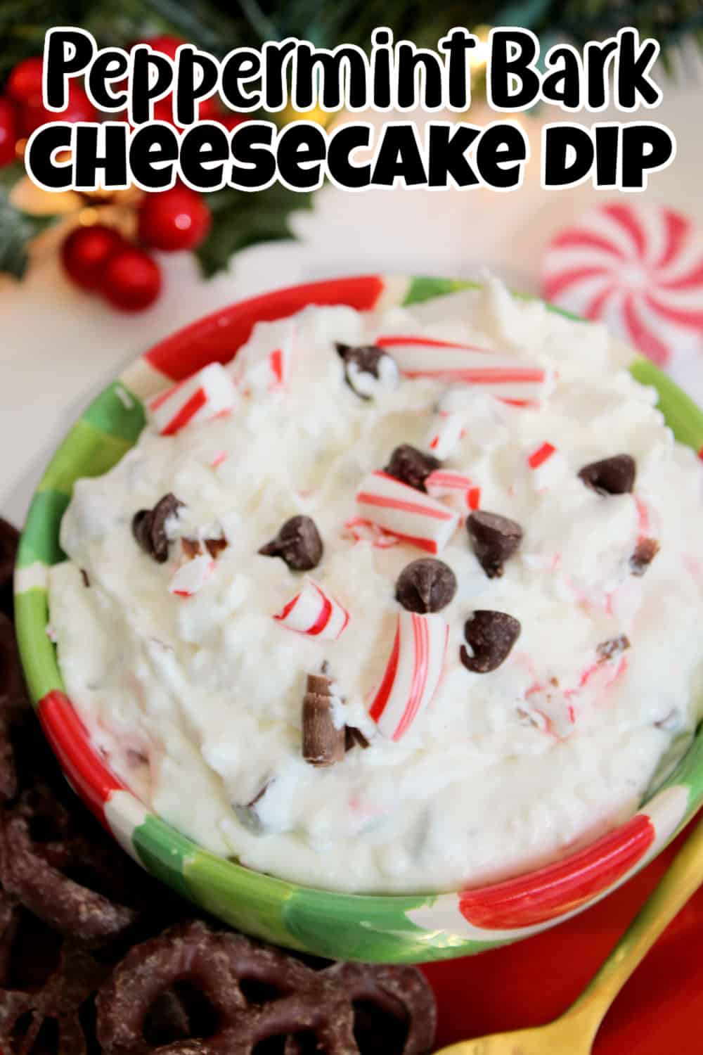 Peppermint Bark Cheesecake Dip Pin.