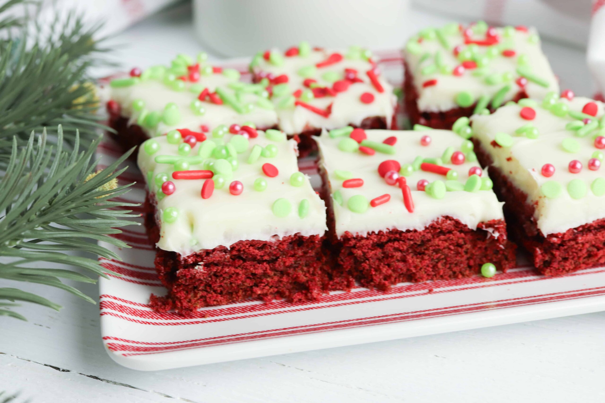 Christmas cookie bars on a platter.