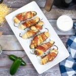 Overhead view of bacon wrapped jalape&ntilde;os.