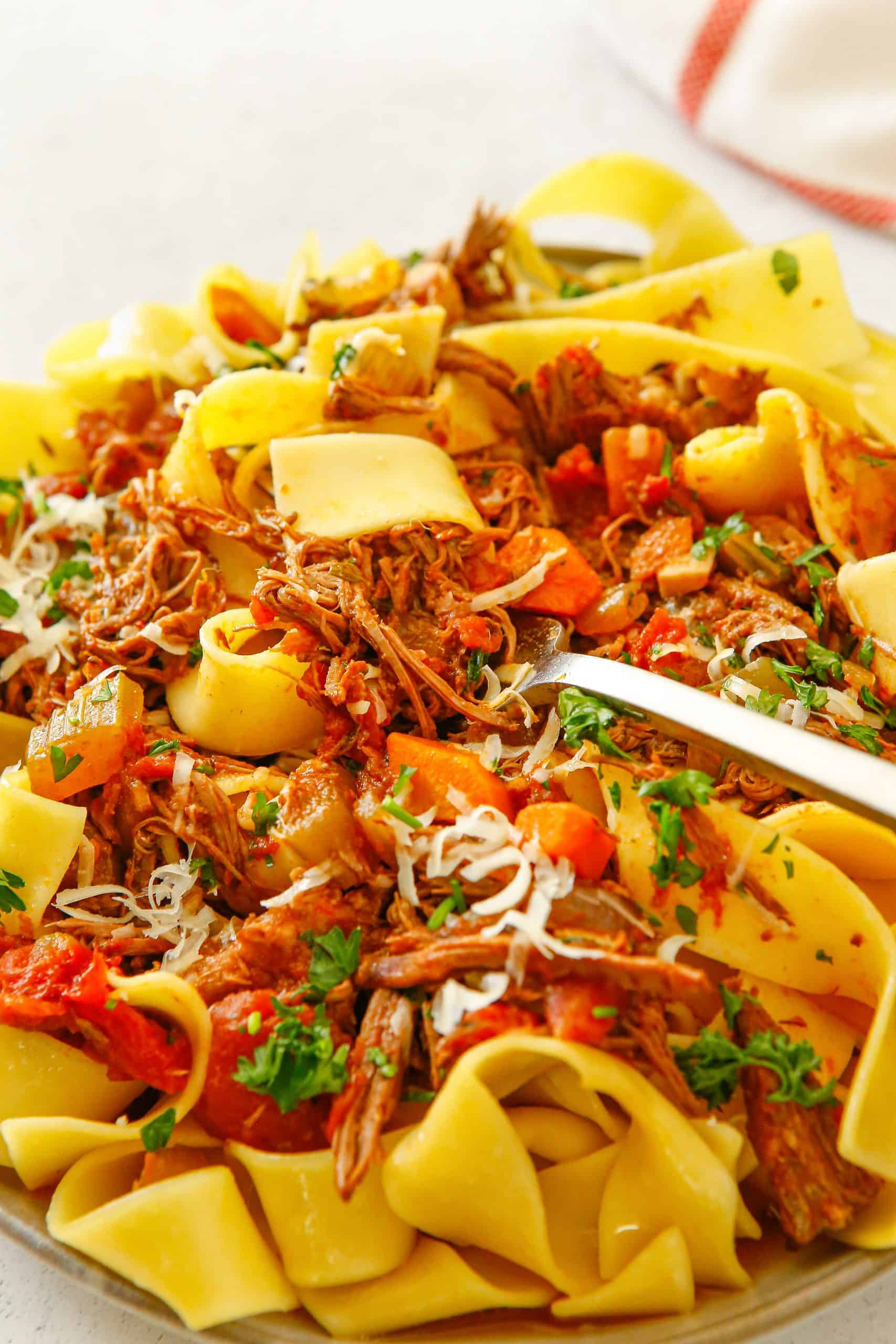 Papparadelle pasta with beef ragu.