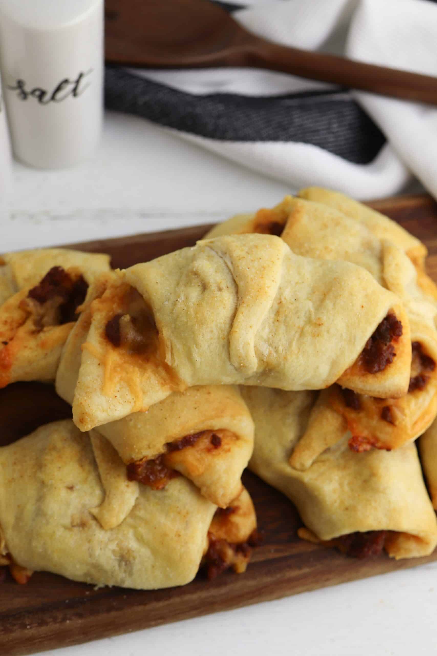 Overhead closeup of Crescent roll sloppy joes.