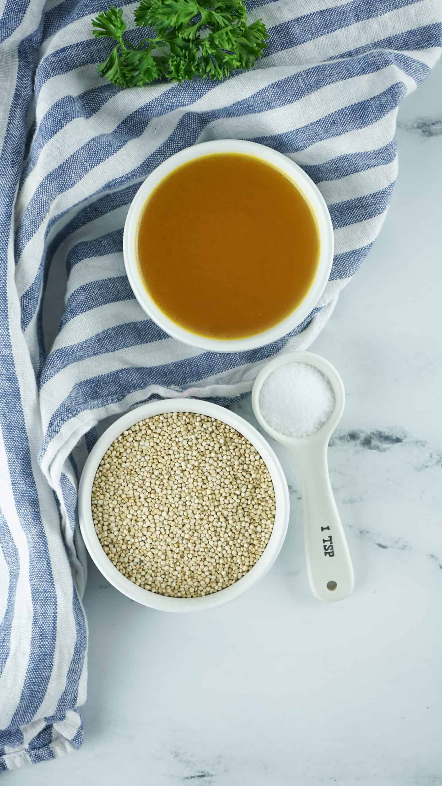 Overhead photo of ingredients for Quinoa in the Instant Pot.