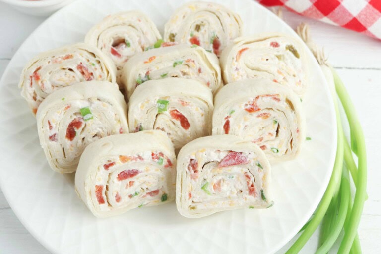 Mexican Pinwheels on a white plate.
