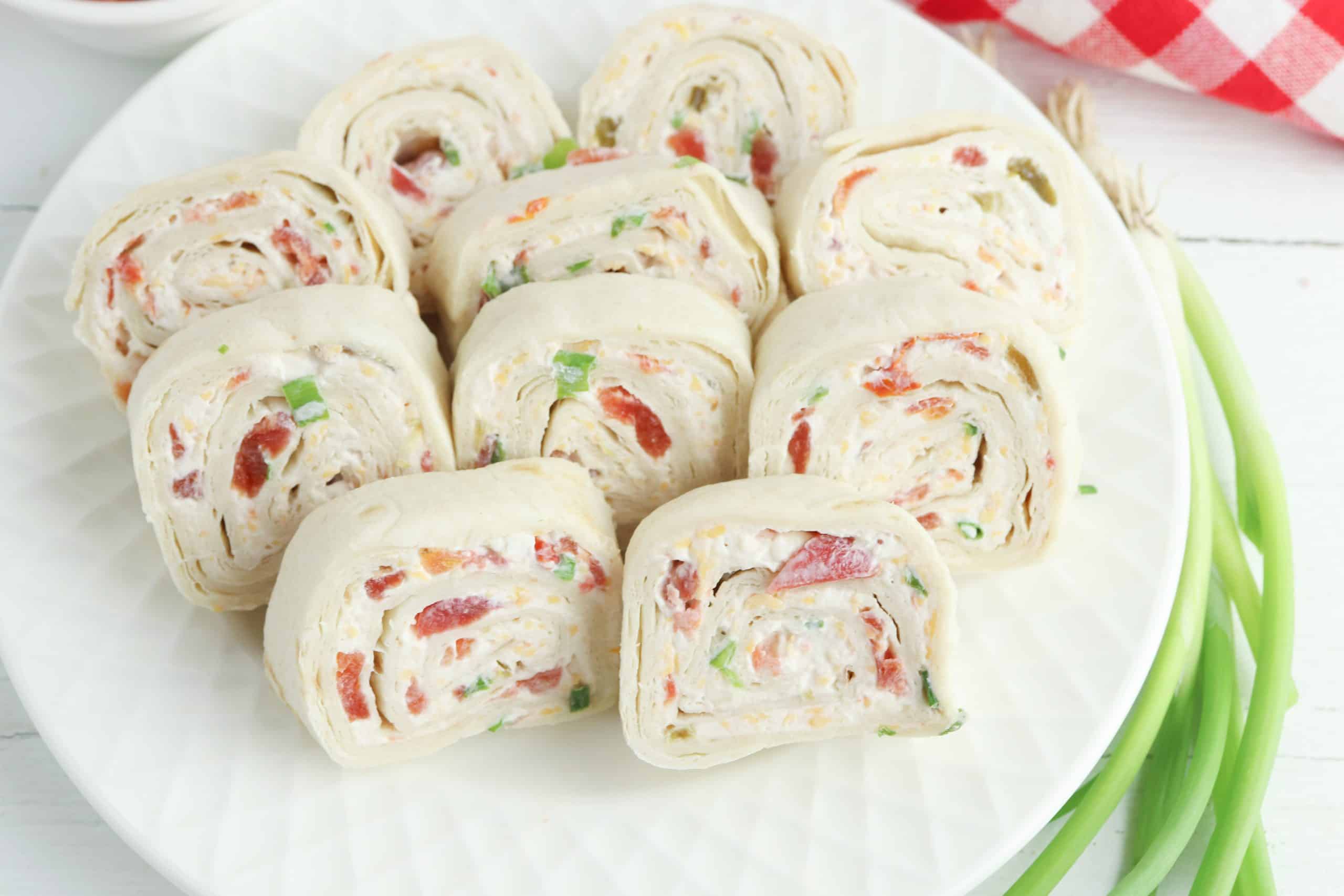 Mexican Pinwheels on a white plate.