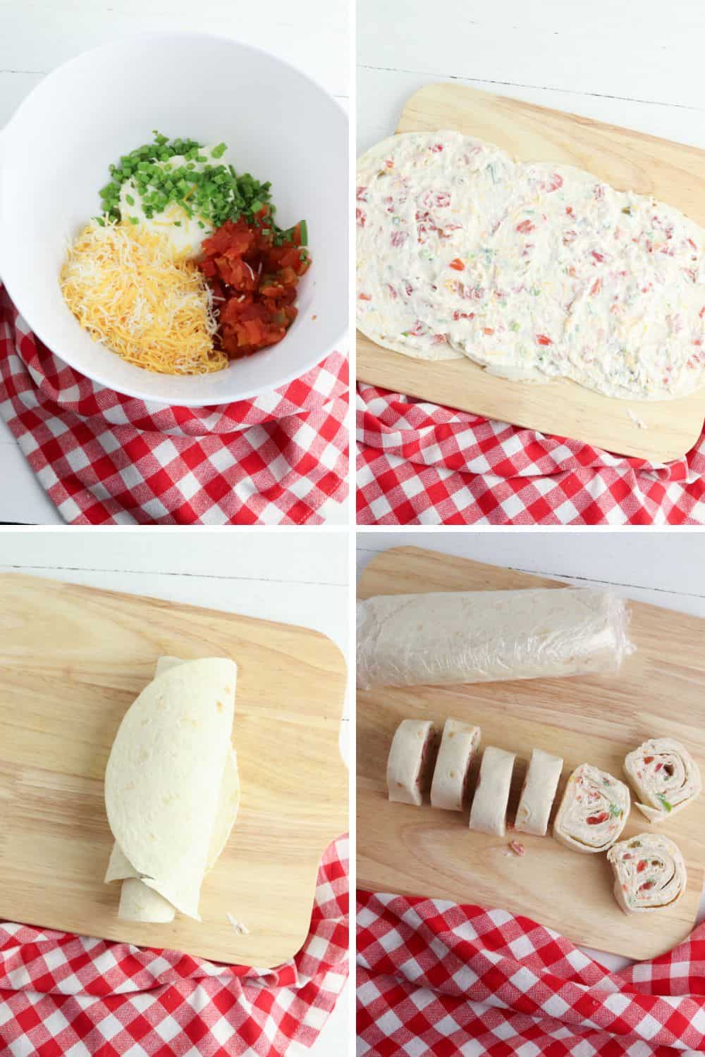 Steps for Mexican Pinwheels.