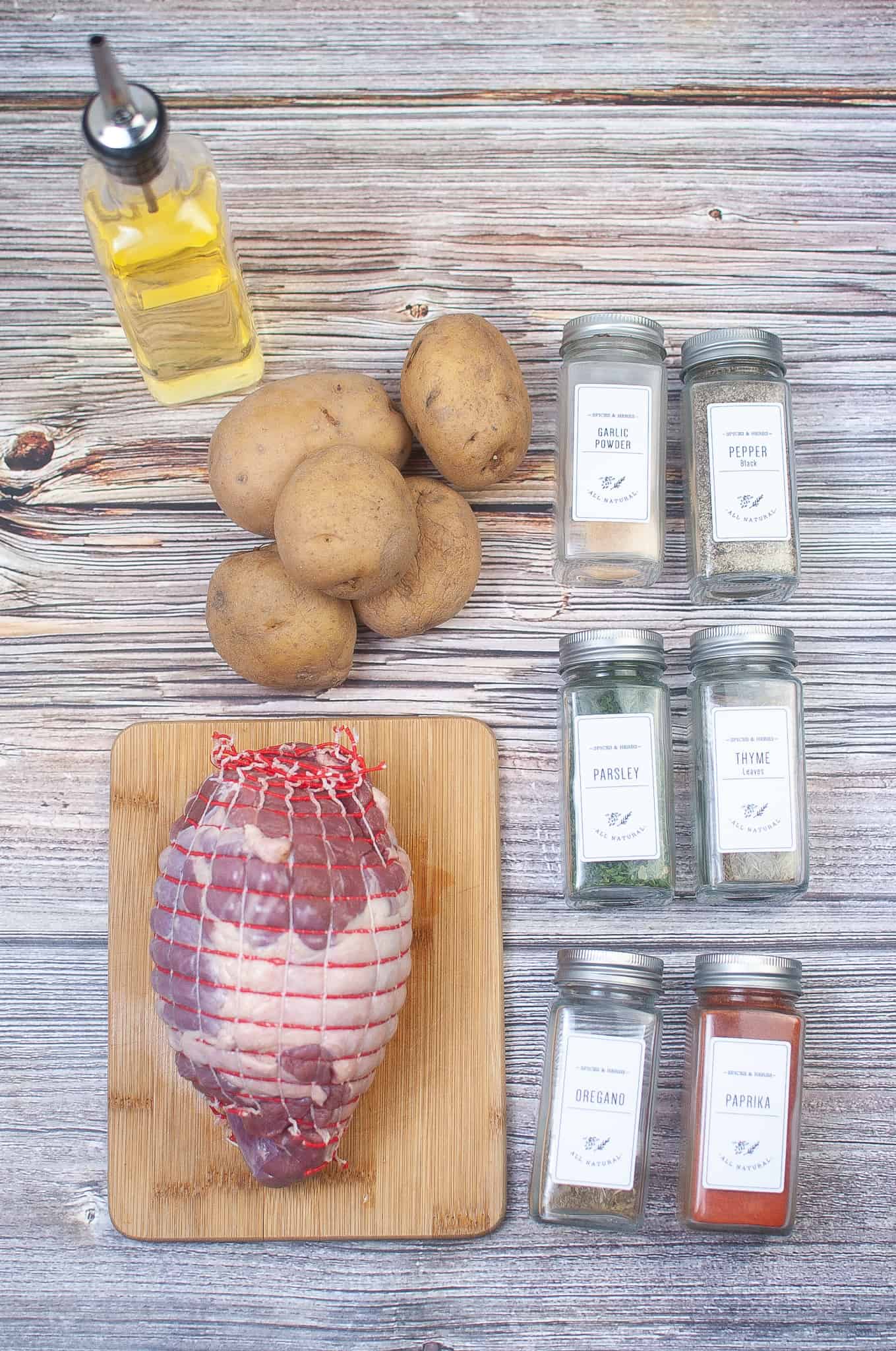 Overhead view of Air Fryer Lamb ingredients.