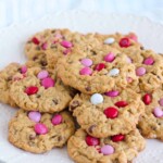 Closeup of Valentine's Monster Cookies.