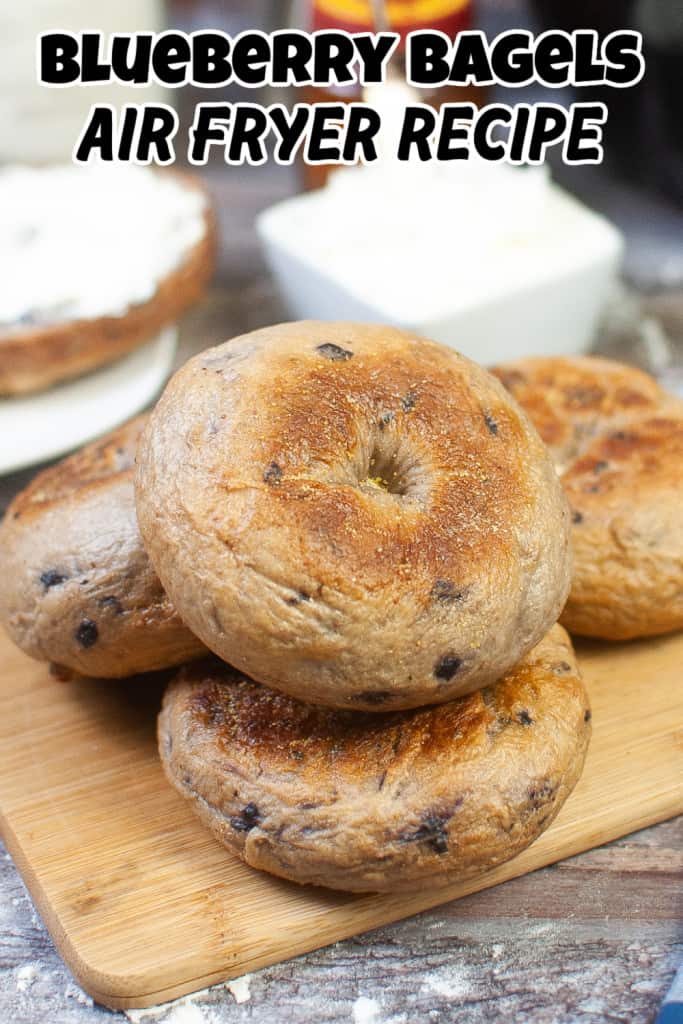 Blueberry bagels in air fryer pin.