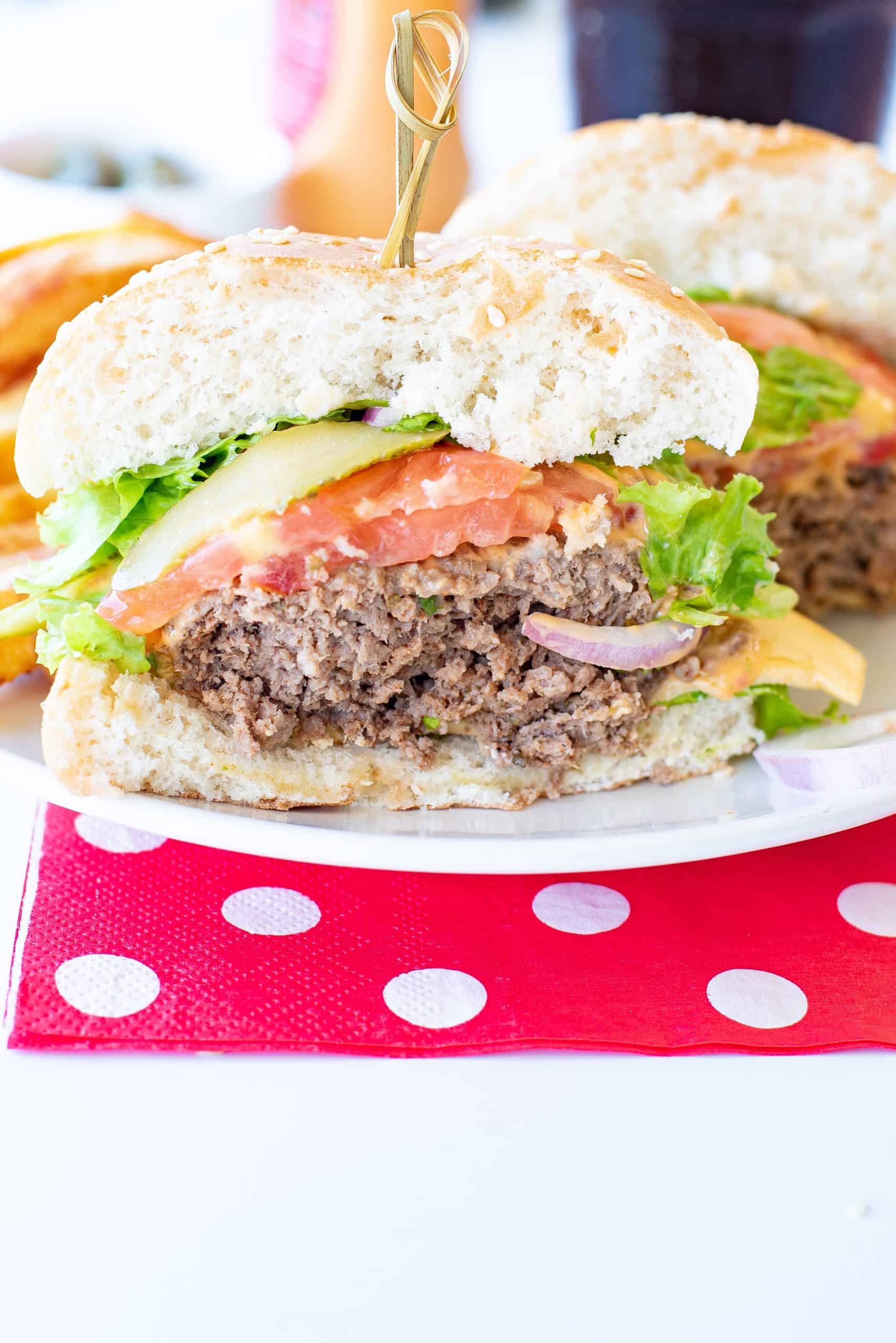 Half of a cheeseburger.