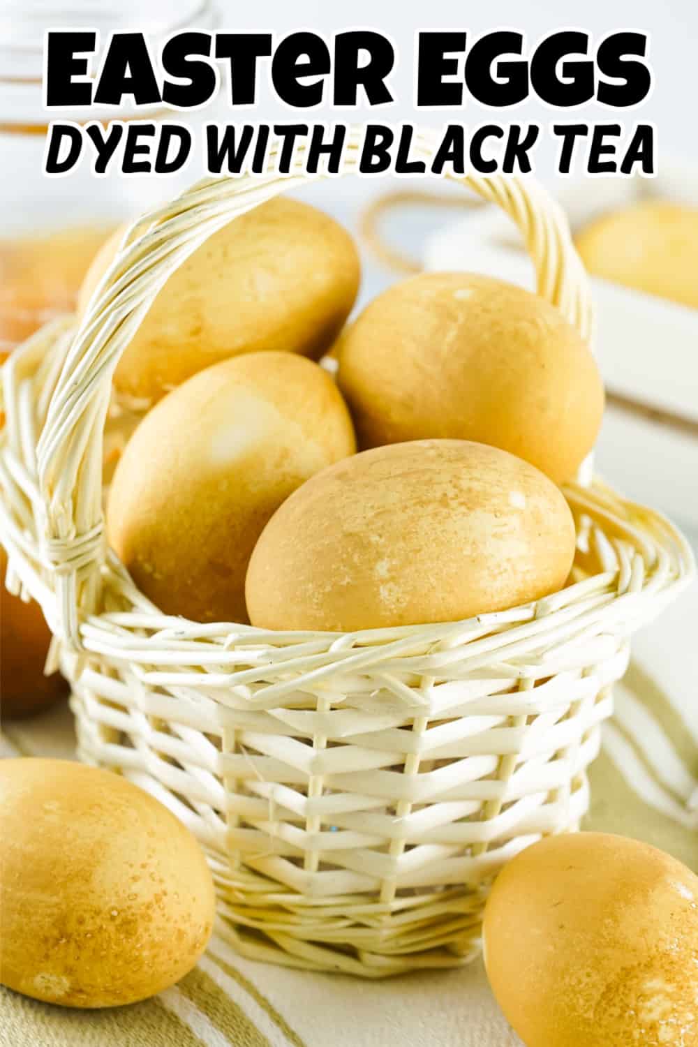 Easter eggs dyed with black tea pin.