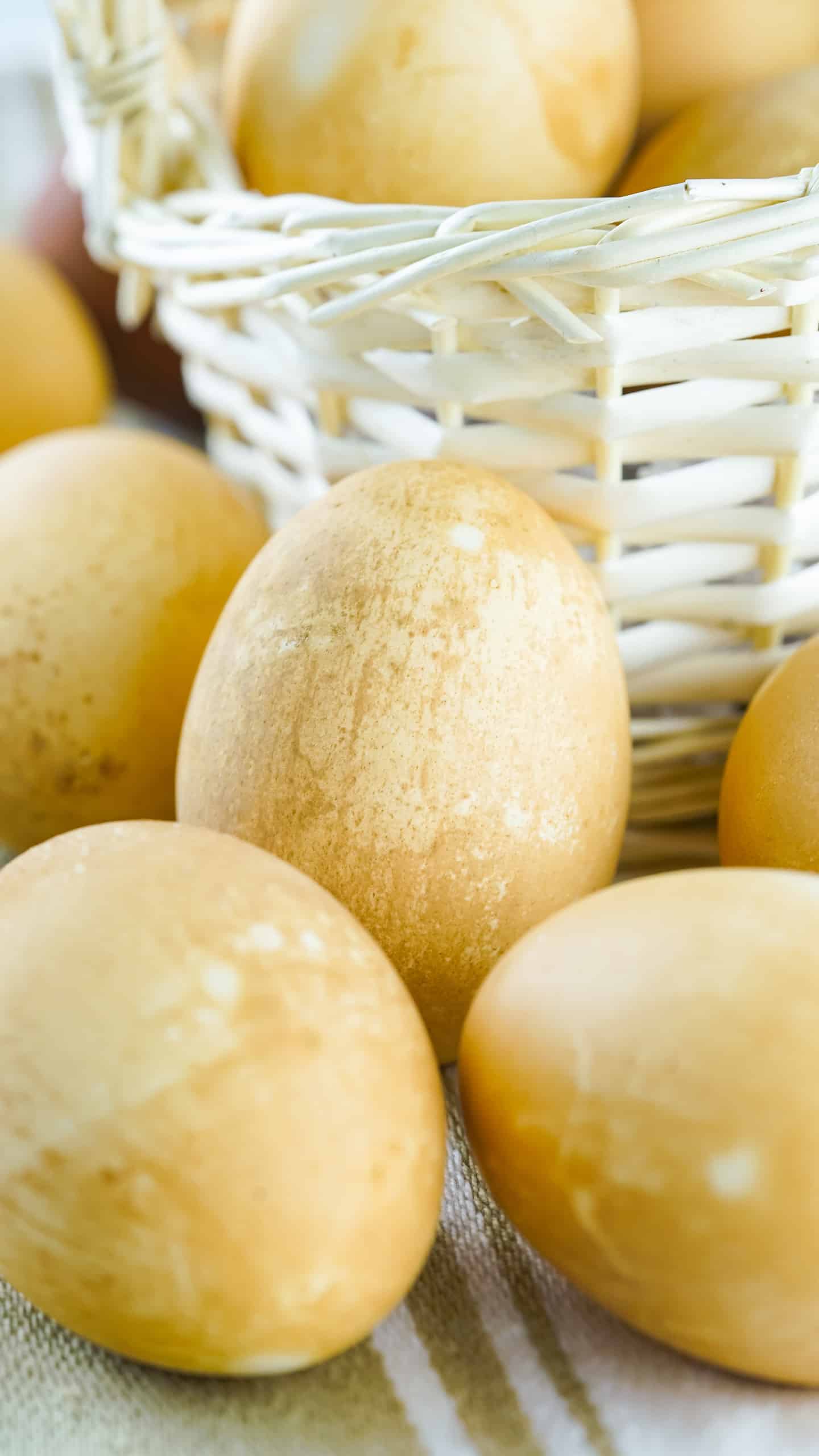 Easter eggs dyed with black tea.