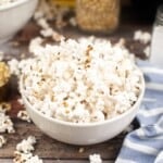 Bowl of popcorn that was popped in the air fryer.