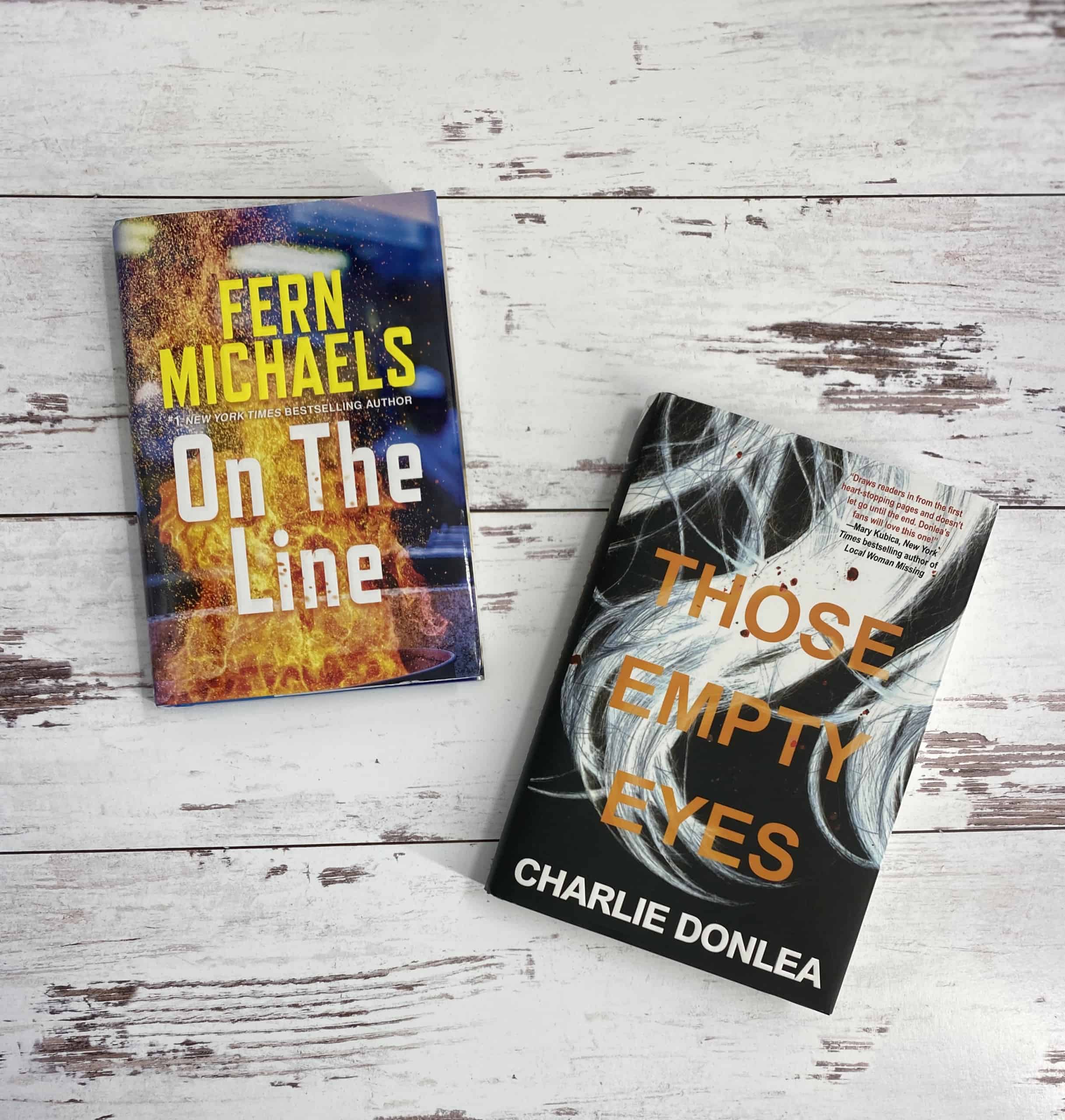 Flat lay of books On the Line and Those Empty Eyes.