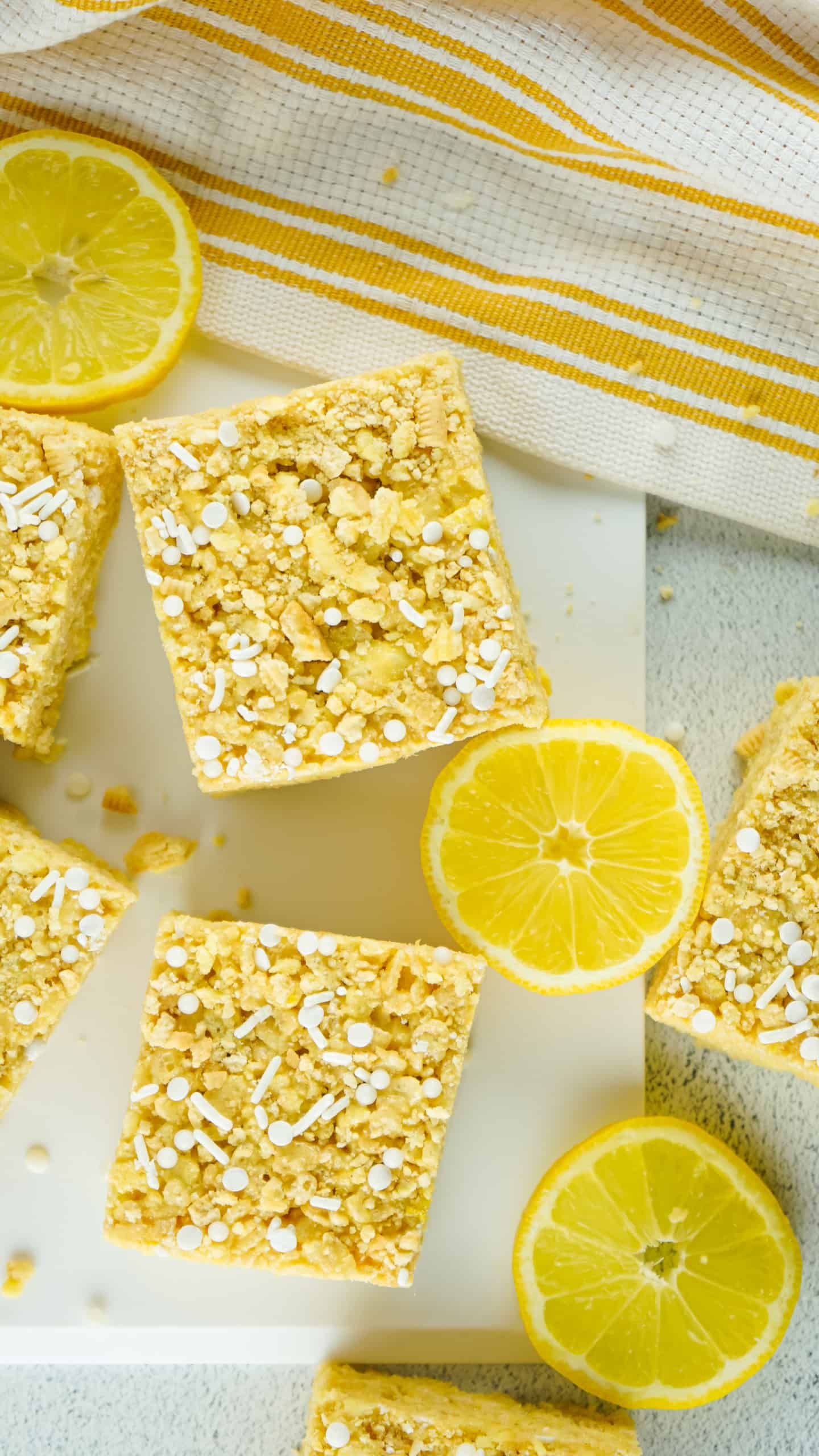 Overhead view of Lemon Rice Krispies Treats.
