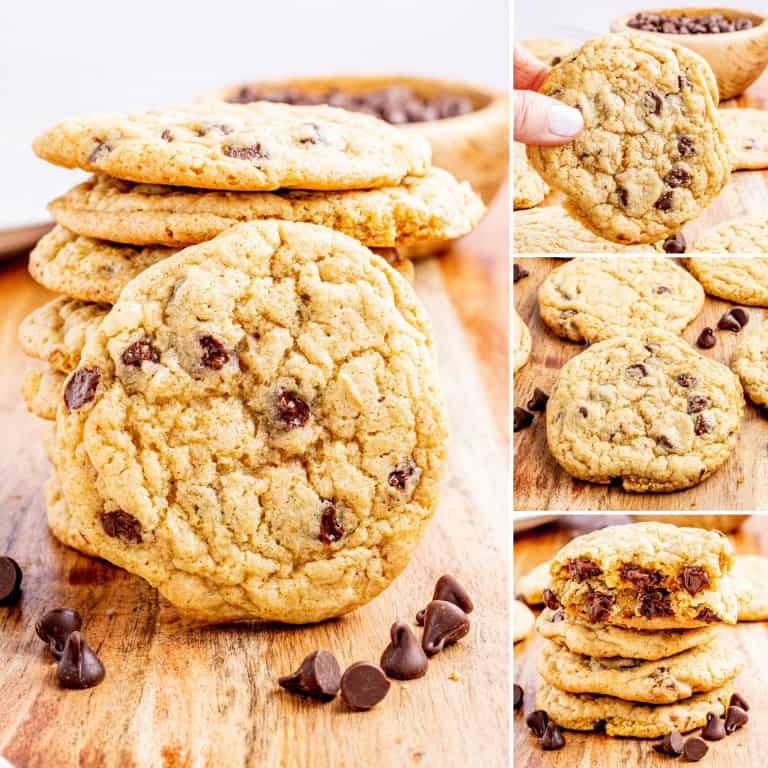 Brown butter chocolate chip cookies collage.