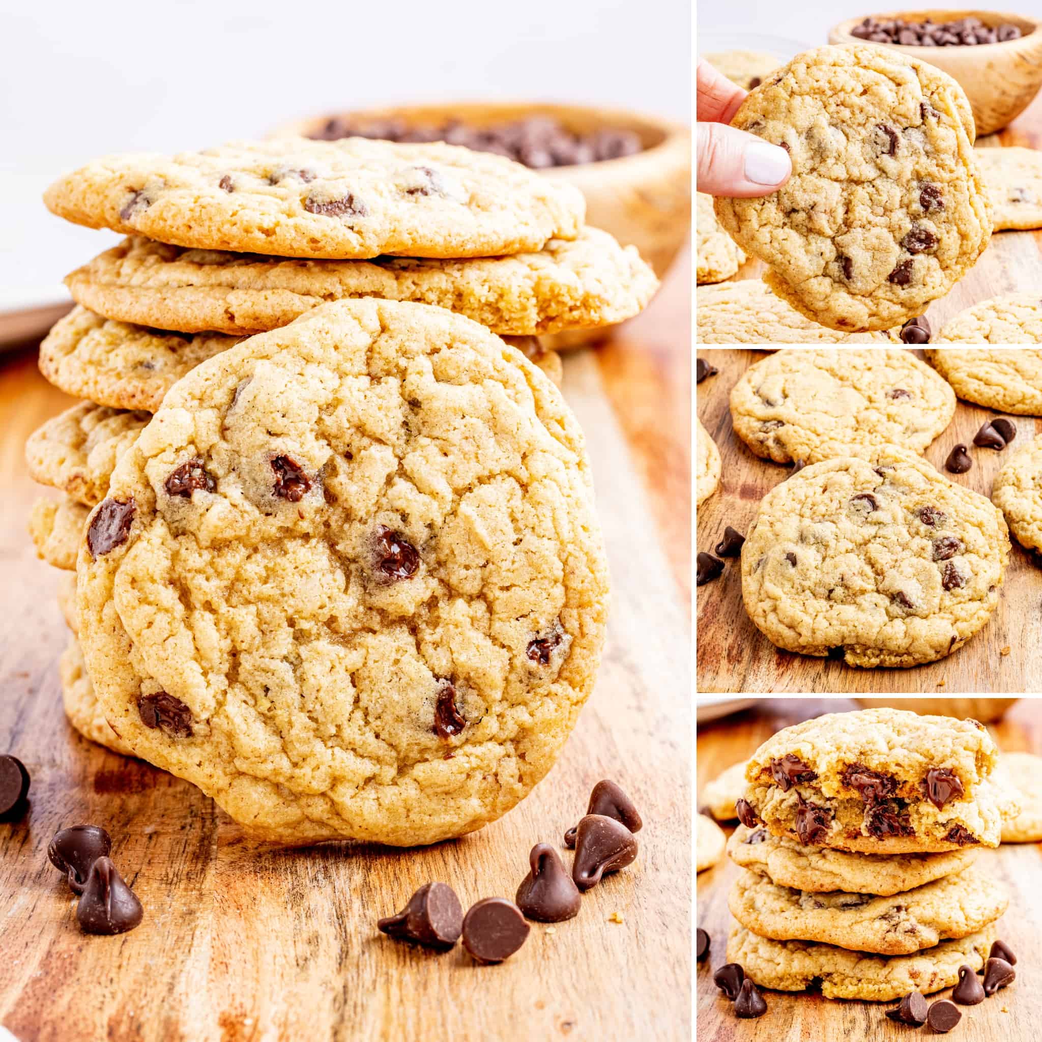 Brown butter chocolate chip cookies collage.