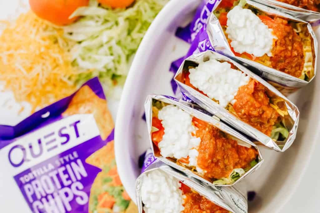 Overhead view of low-carb Walking Tacos.