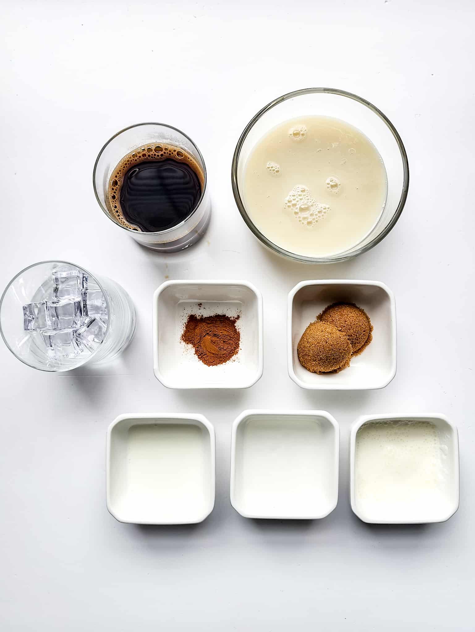 Ingredients for Copycat Starbucks Brown Sugar Oatmilk Shaken Espresso.