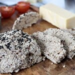 Sliced raw vegan bread.