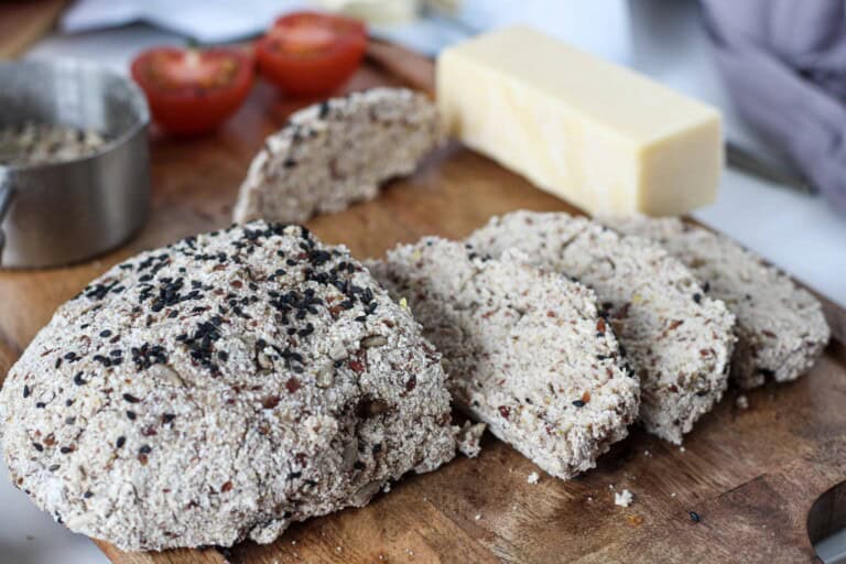 Sliced raw vegan bread.