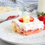 Slice of no-bake Twinkie cake.