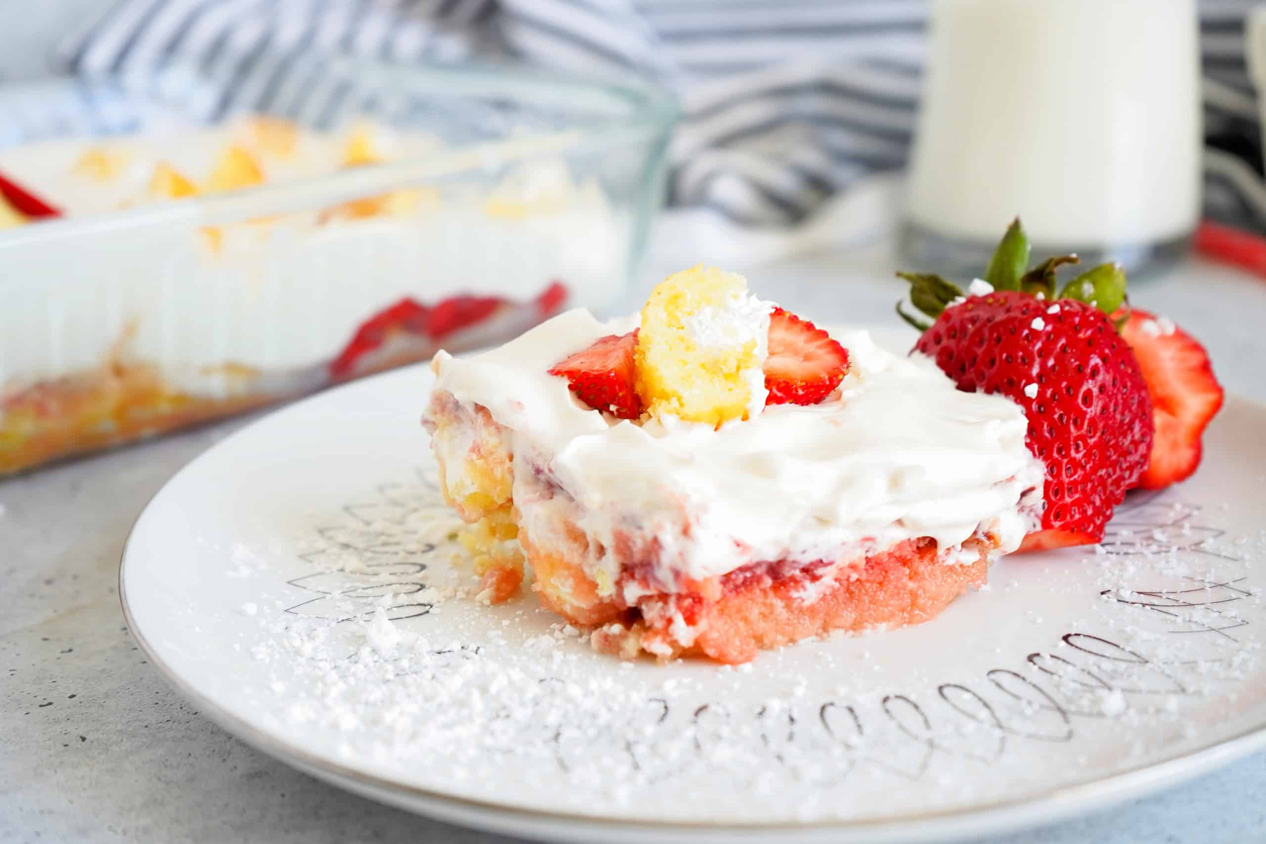 Slice of no-bake Twinkie cake.