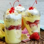 Banana Split Parfaits in Mason Jars.