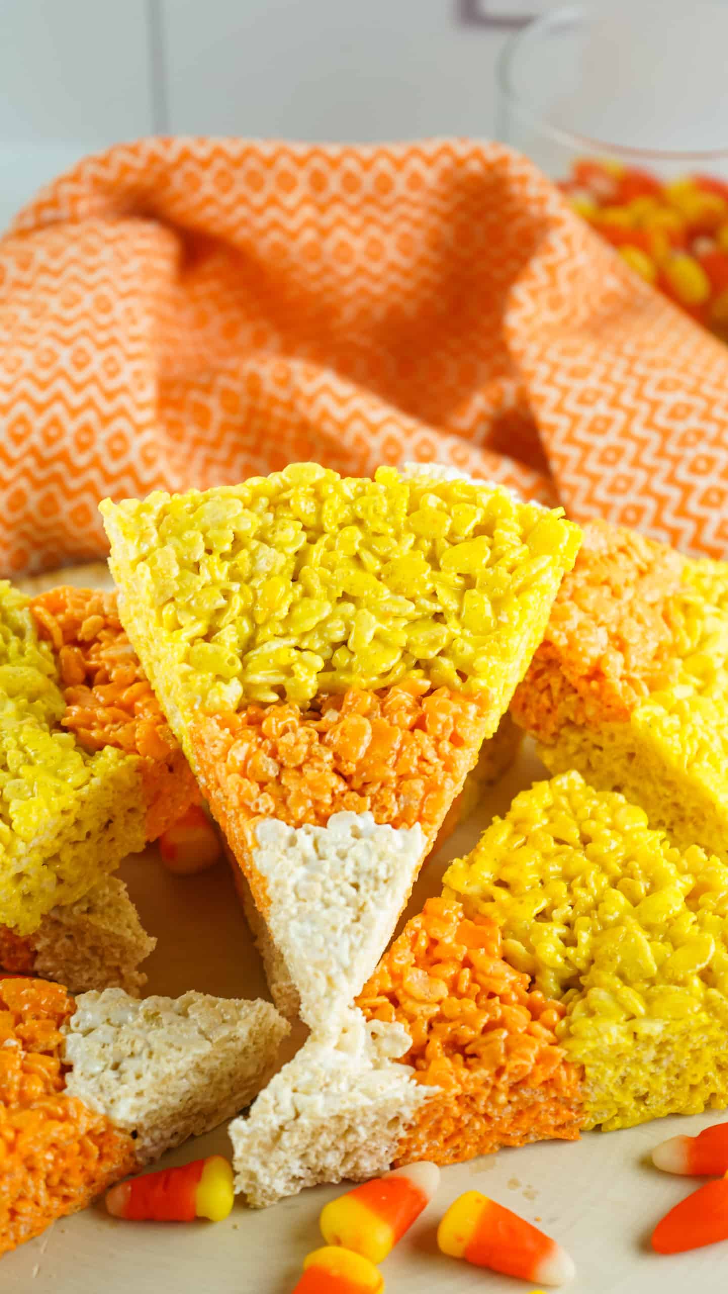 Candy Corn Rice Crispy Treat.
