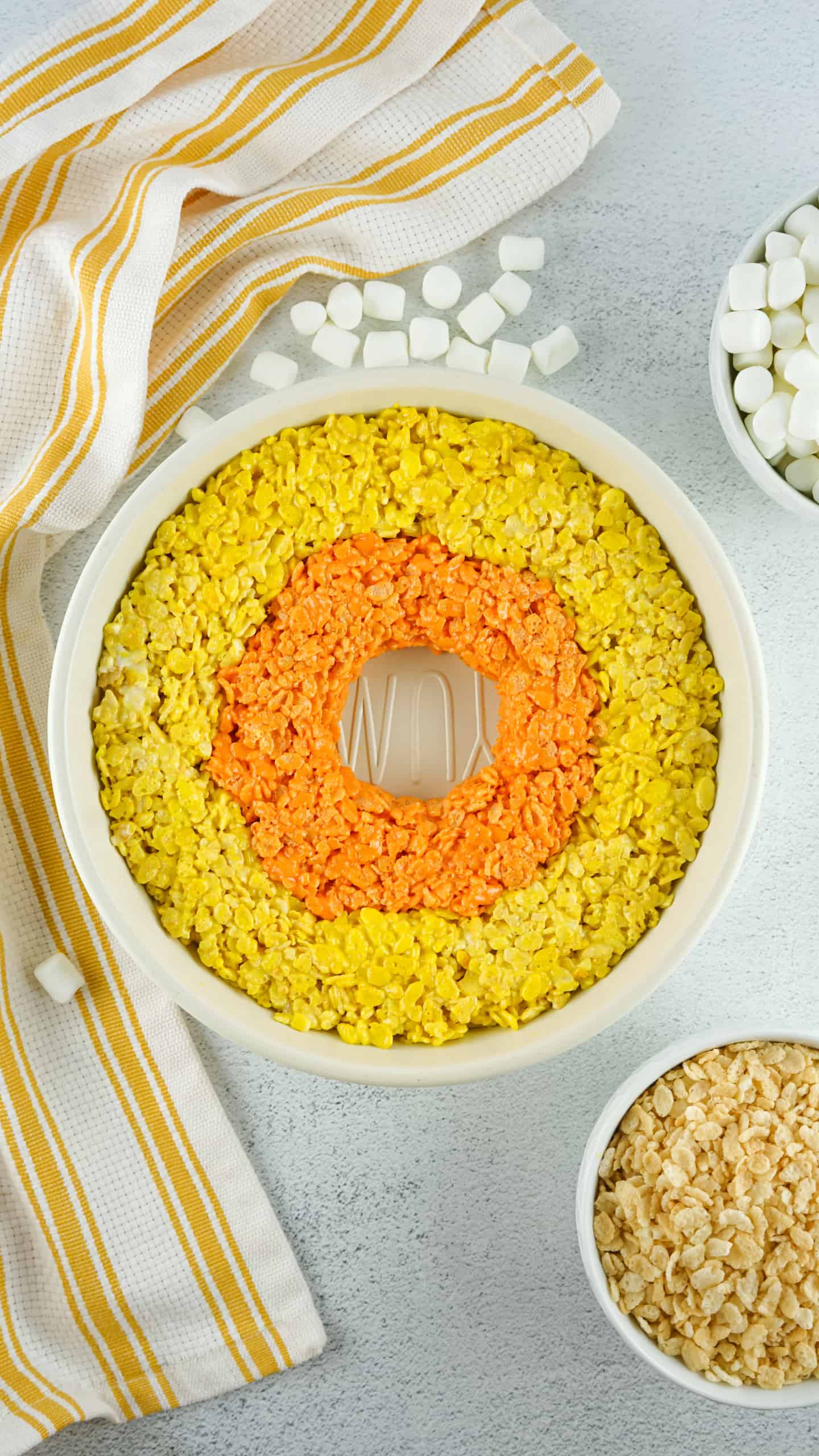 Orange layer of candy corn.