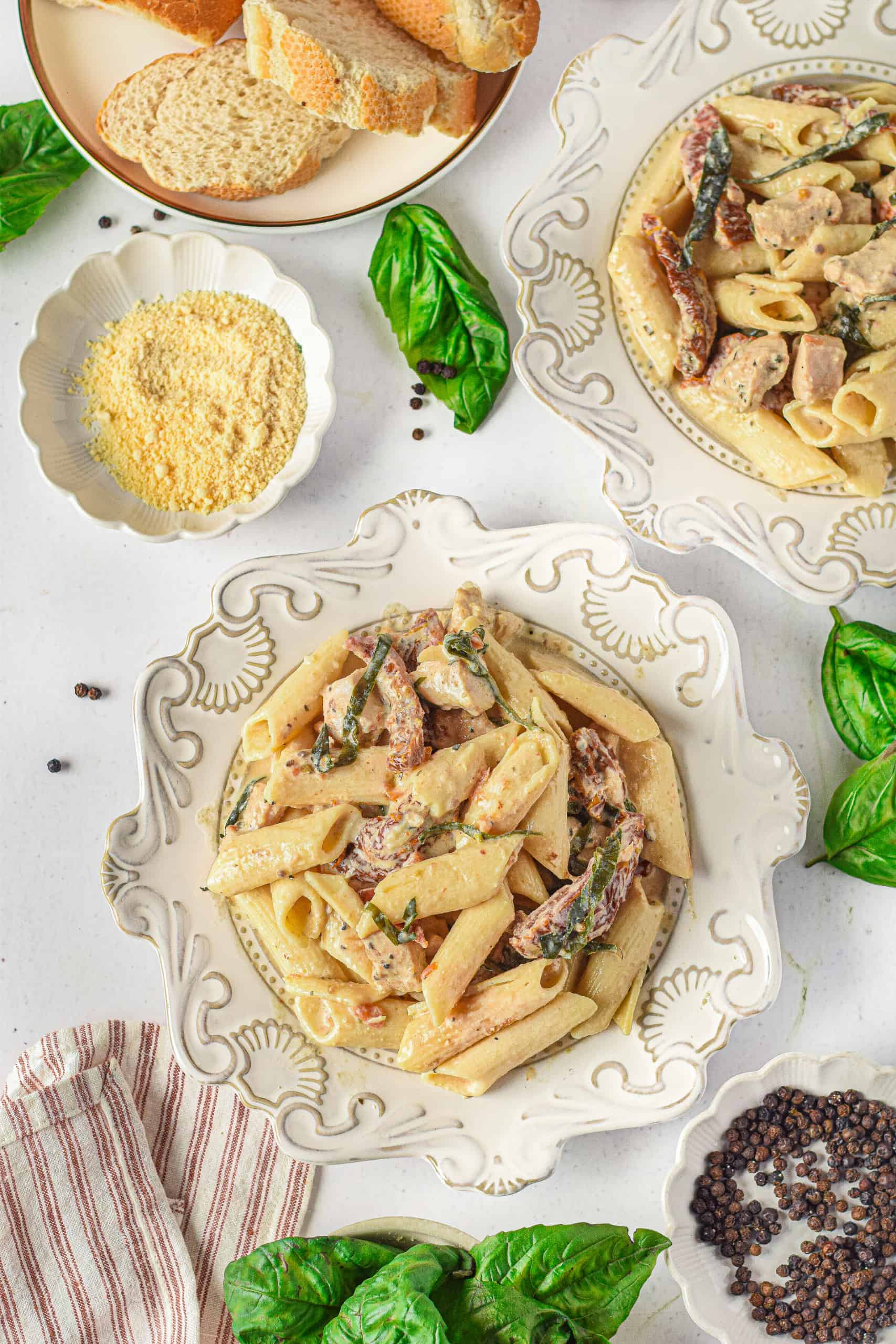 Overhead view of Tuscan Chicken.