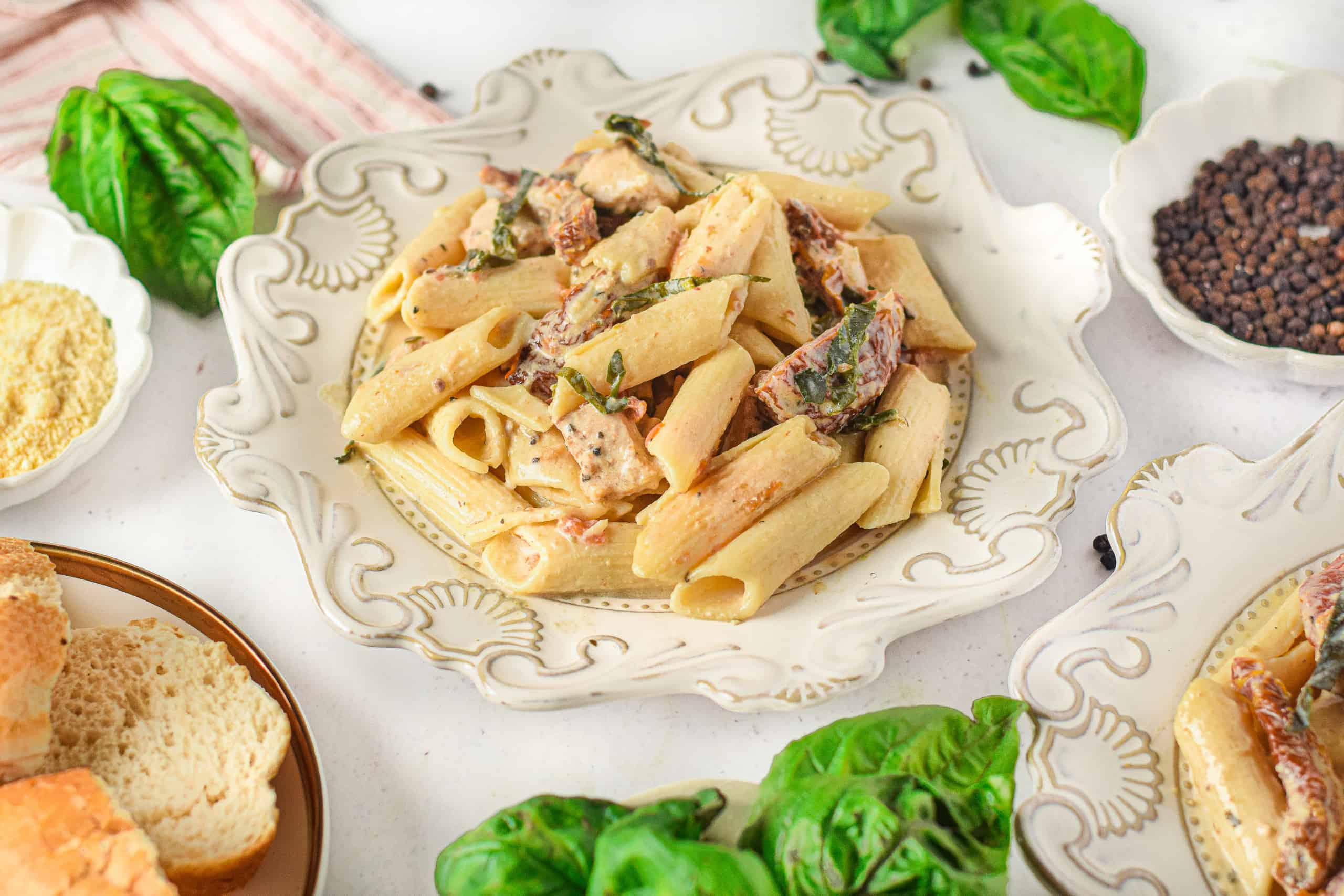 Instant Pot Chicken served n ivory plate.