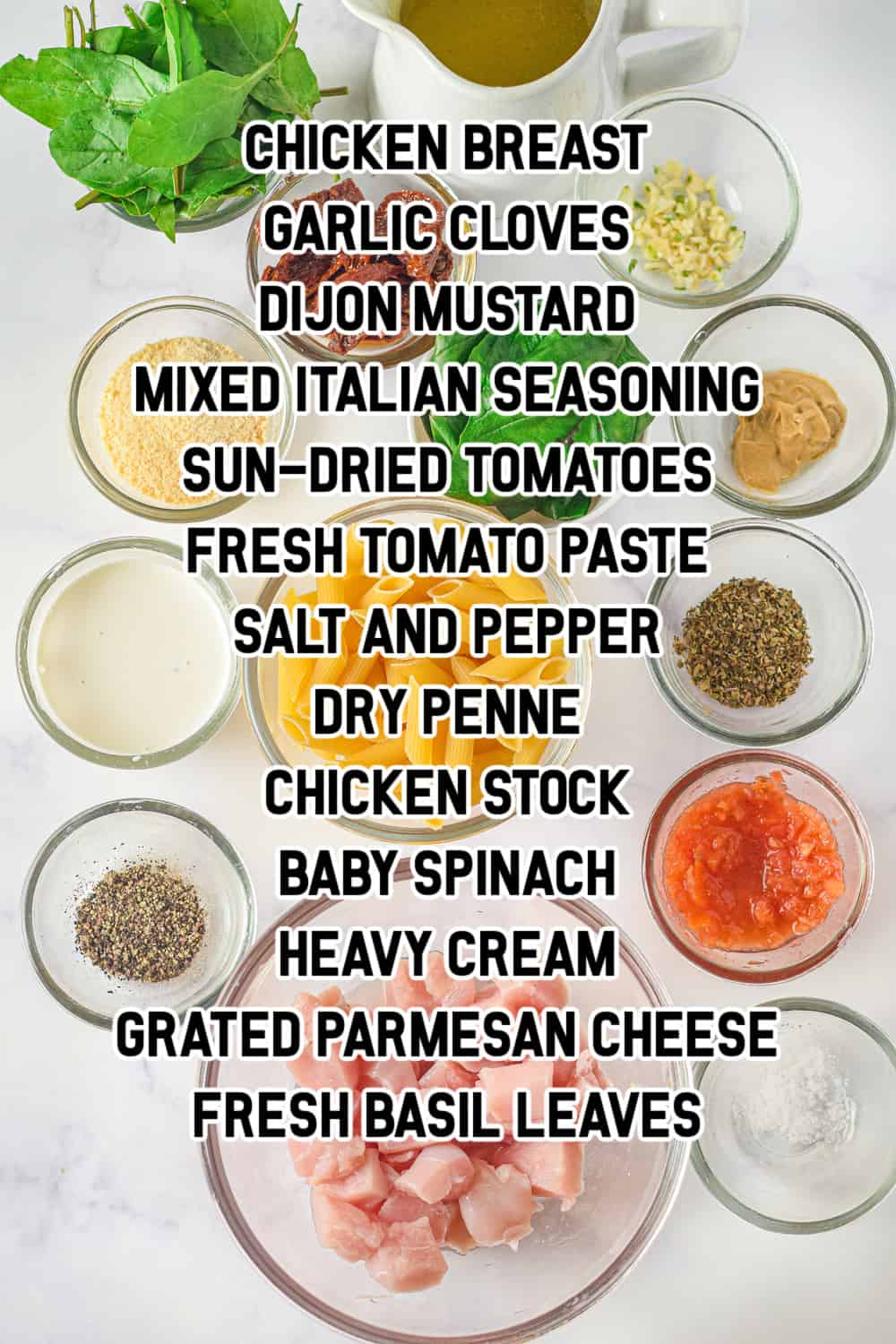 Tuscan Chicken Ingredients.