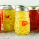 Jars of pickled banana peppers.