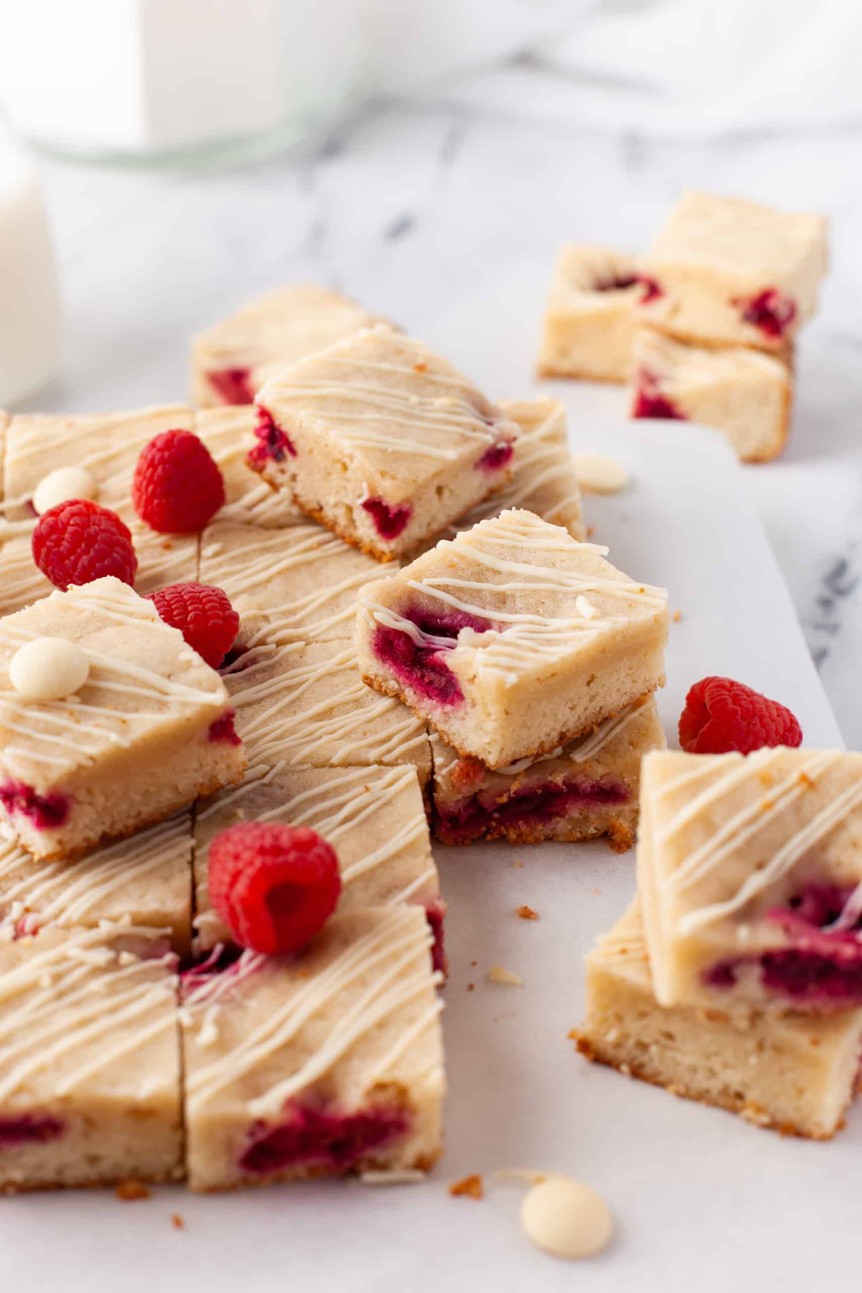 raspberry white chocolate sqaures.